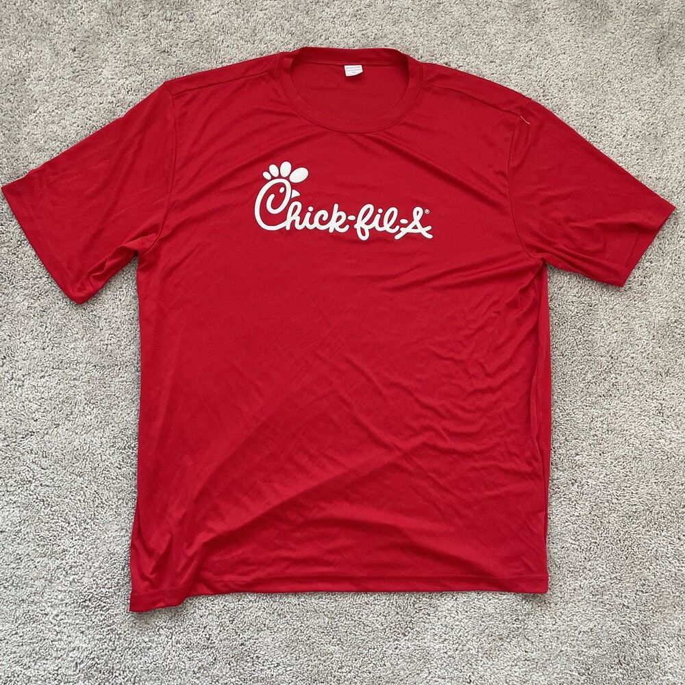 Sporttek Chic Fil-A Employee Red T-Shirt Polyester Size XL Stretch Unisex